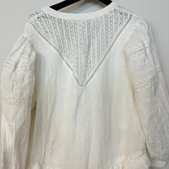FREE PEOPLE Sachi Long Sleeve Ruffle Minidress in Ivory Size Small - Picture 10 of 16